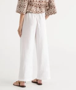 LINEN WIDE LEG PANT -Women Clothing Sale 034621 100 03 3