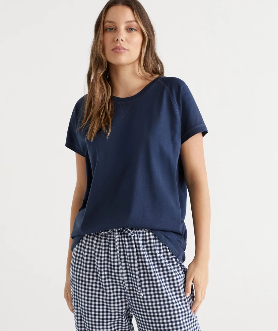 Australian Cotton Contrast Trim Pyjama Top 2 Australian Cotton Contrast Trim Pyjama Top - Image 2