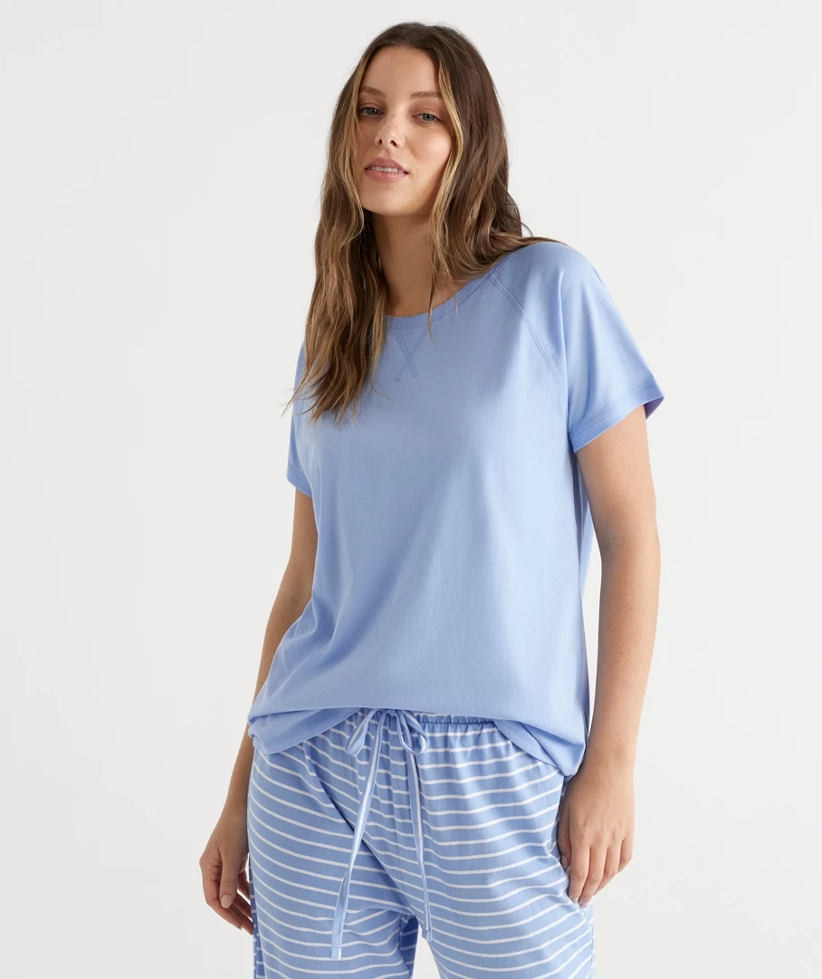 Australian Cotton Contrast Trim Pyjama Top 3 Australian Cotton Contrast Trim Pyjama Top - Image 3