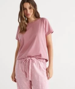 Australian Cotton Contrast Trim Pyjama Top -Women Clothing Sale 034839 690 01 2