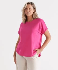 BCNA AUSTRALIAN COTTON ROLL CUFF TEE -Women Clothing Sale 035613 650 01 2 6