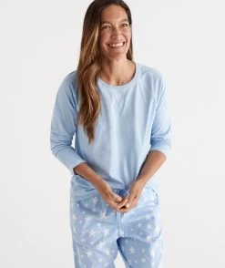 Australian Cotton Contrast Trim Pyjama Long Sleeve Top -Women Clothing Sale 035867 488 01 1