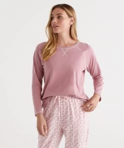 Australian Cotton Contrast Trim Pyjama Long Sleeve Top -Women Clothing Sale 035867 690 01 1