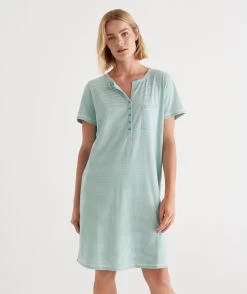 Australian Cotton Stripe Henley Nightie -Women Clothing Sale 035869 450 01 1 2