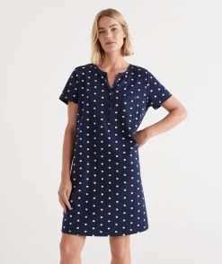 Australian Cotton Heart Print Henley Nightie -Women Clothing Sale 035875 440 01 1 1