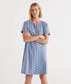 Australian Cotton Heart Print Henley Nightie -Women Clothing Sale 035875 462 01 1