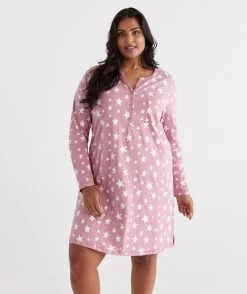 Australian Cotton Star Long Sleeve Night -Women Clothing Sale 035879 690 01 3 4