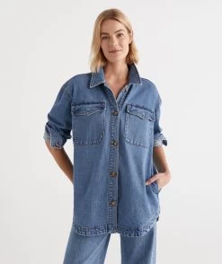 Australian Cotton Utility Denim Jacket -Women Clothing Sale 035925 460 01 5