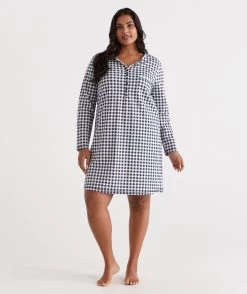 Australian Cotton Gingham Long Sleeve Night -Women Clothing Sale 035970 440 01 1 4