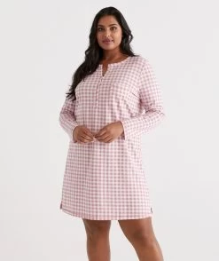 Australian Cotton Gingham Long Sleeve Night -Women Clothing Sale 035970 690 01 1 5