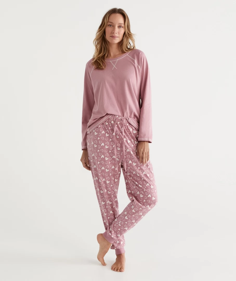 Heart Print Australian Cotton Knit Pyjama Pant 2 Heart Print Australian Cotton Knit Pyjama Pant - Image 2