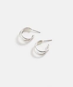 Silver Triple Hoops