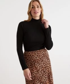 Australian Cotton Rib Mock Top -Women Clothing Sale 036462 001 01 1 3