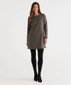 Long Sleeve Houndstooth Tunic -Women Clothing Sale 036463 001 01 7