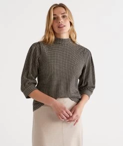 Mock Neck Check Top 8 Mock Neck Check Top -Women Clothing Sale 036464 001 01 7