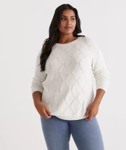 Cotton Nep Cable Pullover -Women Clothing Sale 036528 100 01