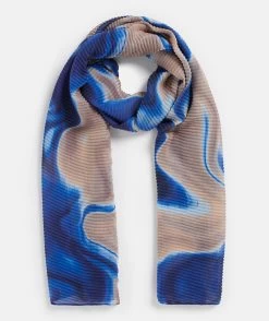 Pleated Sapphire Marble Scarf