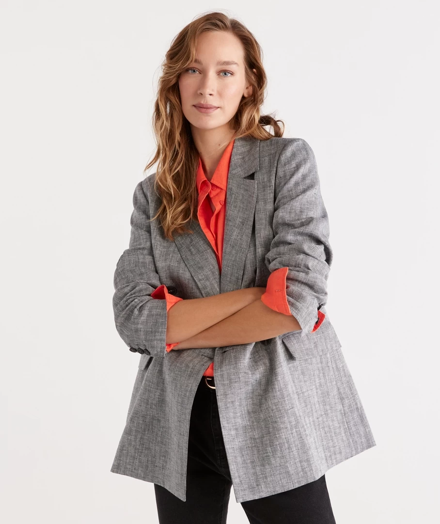 Double Breasted Herringbone Blazer 2 Double Breasted Herringbone Blazer - Image 2