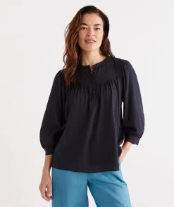 AUSTRALIAN COTTON YOKE BLOUSE -Women Clothing Sale 036634 404 01 4