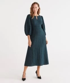 TEXTURED MIDI DRESS -Women Clothing Sale 036651 350 01 2