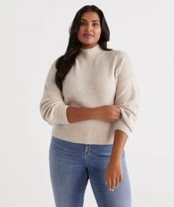 Lofty Mock Neck Blouson Pullover -Women Clothing Sale 036656 119 01 2