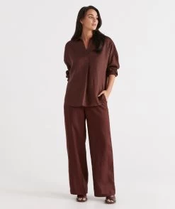 Linen Wide Leg Pant -Women Clothing Sale 036659 203 01