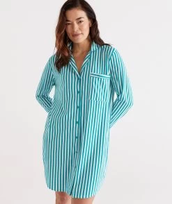 Cotton Stripe Nightshirt -Women Clothing Sale 036691 311 01 7
