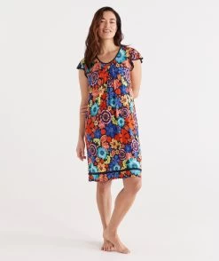 Floral Flutter Sleeve Nightie -Women Clothing Sale 036693 910 01 3