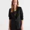 Single Breasted Black Linen Blazer