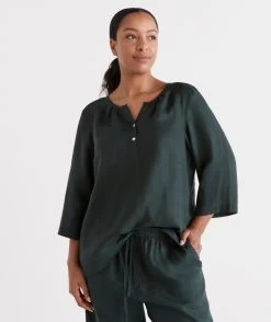 Linen Lounge ¾ Woven Top -Women Clothing Sale 036740 271 01 6