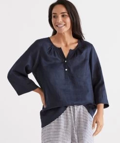 Linen Lounge ¾ Woven Top -Women Clothing Sale 036740 432 01 7