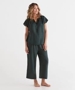 Linen Lounge ¾ Wide Leg Pant -Women Clothing Sale 036742 271 01 7