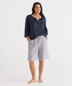 Linen Lounge Stripe Bermuda Short -Women Clothing Sale 036743 432 01 6