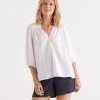 LINEN NOTCH NECK BLOUSE