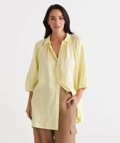 LINEN RAGLAN SHIRT -Women Clothing Sale 036760 720 01 1