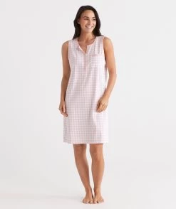 Australian Cotton Gingham Sleeveless Nightie -Women Clothing Sale 036767 726 01 1