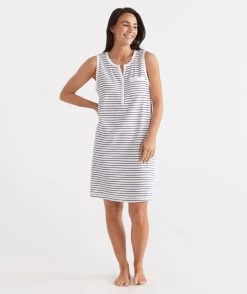 Australian Cotton Stripe Sleeveless Nightie -Women Clothing Sale 036768 100 01 7