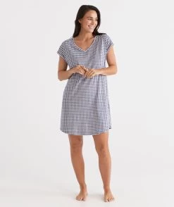 Australian Cotton Gingham V-neck Nightie -Women Clothing Sale 036775 440 01 6