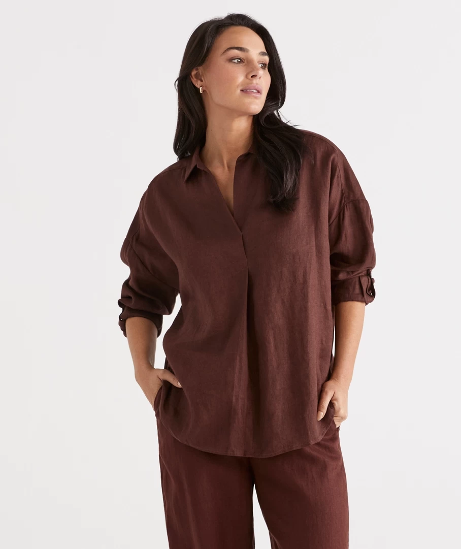 LINEN TAB SLEEVE POPOVER Shirt 8 LINEN TAB SLEEVE POPOVER Shirt - Image 8