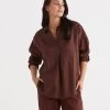 LINEN TAB SLEEVE POPOVER Shirt