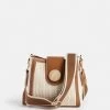 Tan Spliced Crossbody Bag