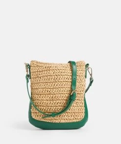 Emerald Raffia Crossbody Bag