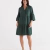 Linen Trumpet Sleeve Dress