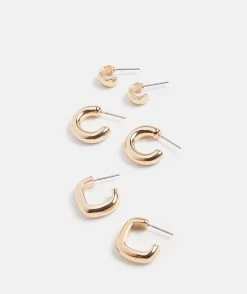 Gold 3 Piece Earring Set