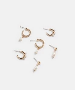 Pearl Gold 3 Piece Earring Set