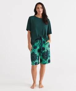 Green Floral Bermuda Shorts