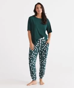Spot Contrast Knit Harem Pyjama Pant -Women Clothing Sale 036858 312 01 5