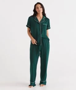 Contrast Longline Satin Pyjama Set -Women Clothing Sale 036859 312 01 2