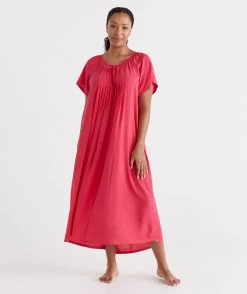 Gathered Longline Nightie -Women Clothing Sale 036865 693 01 6