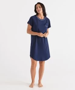Contrast Trim T-Shirt Nightie -Women Clothing Sale 036868 234 01 2